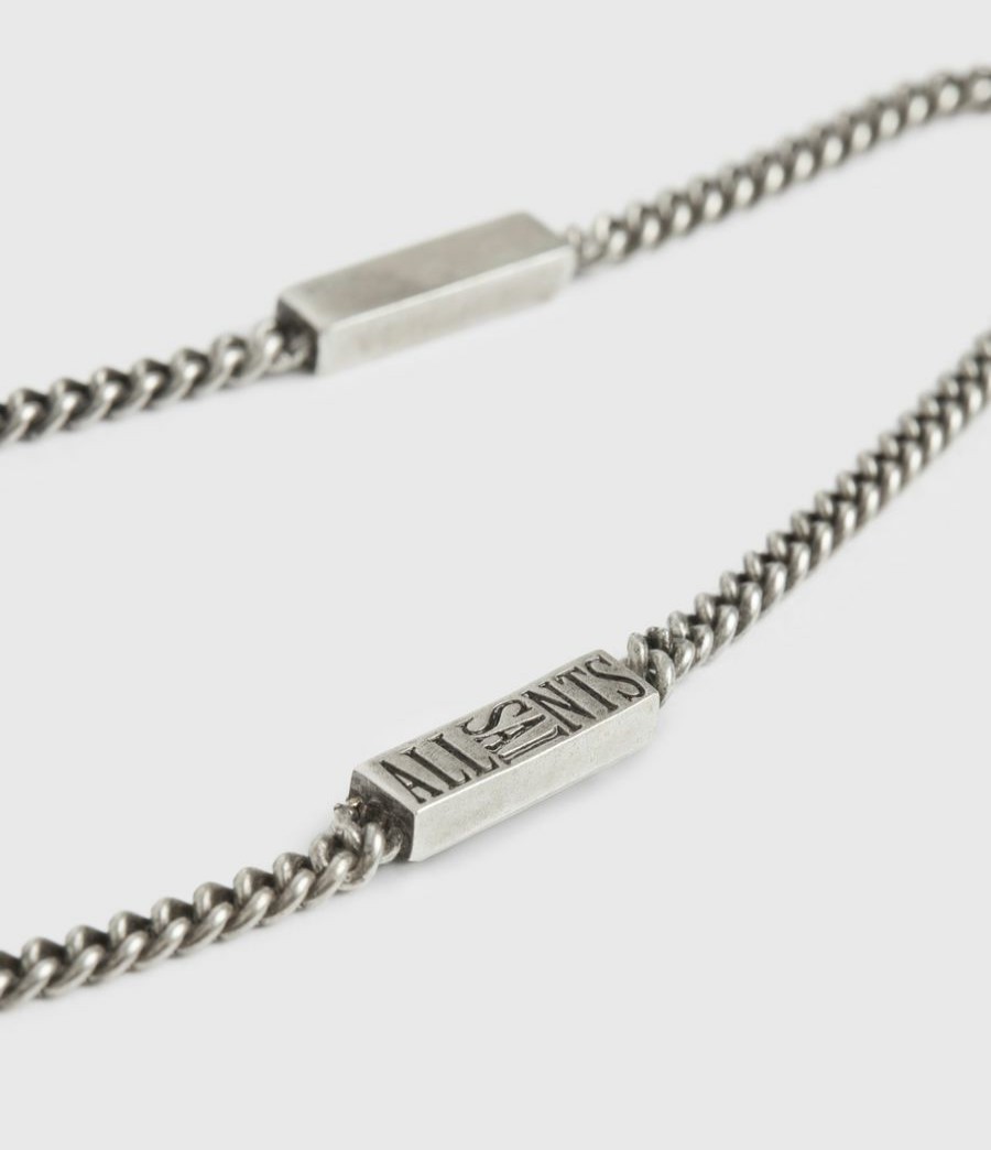 Men'S * | Shop Allsaints Logo Bar Pendant Sterling Silver Necklace