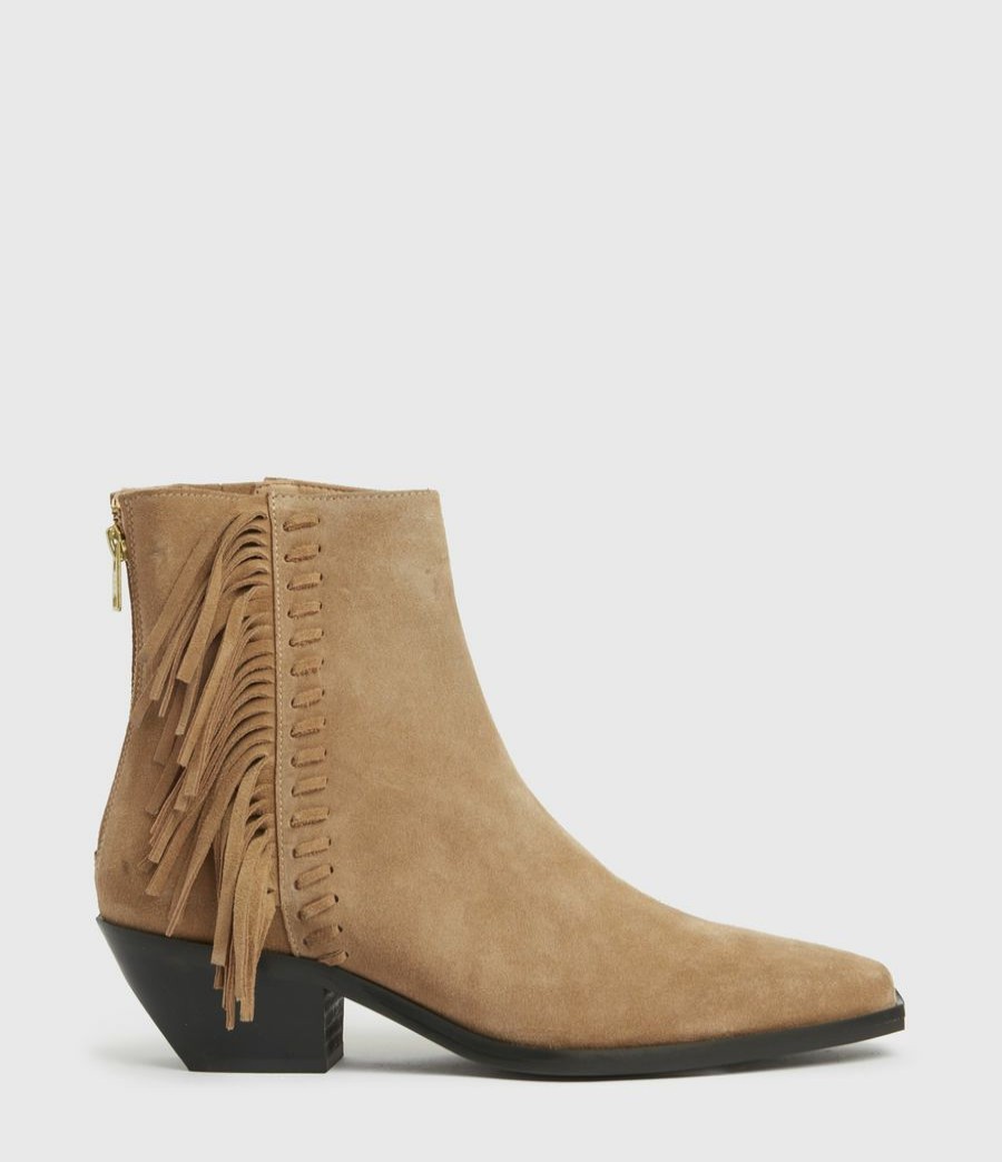 Women'S * | Shop Allsaints Layla Suede Fringe Boots