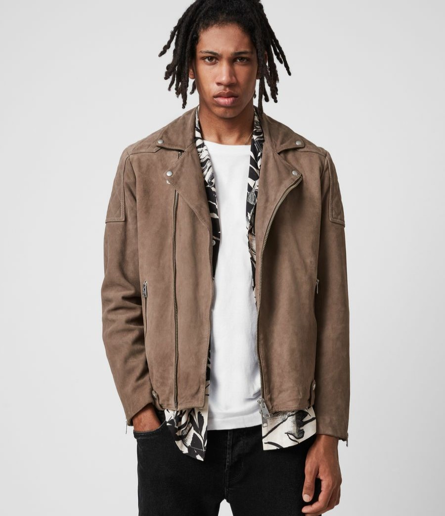 Men'S * | Shop Allsaints Priory Suede Biker Jacket