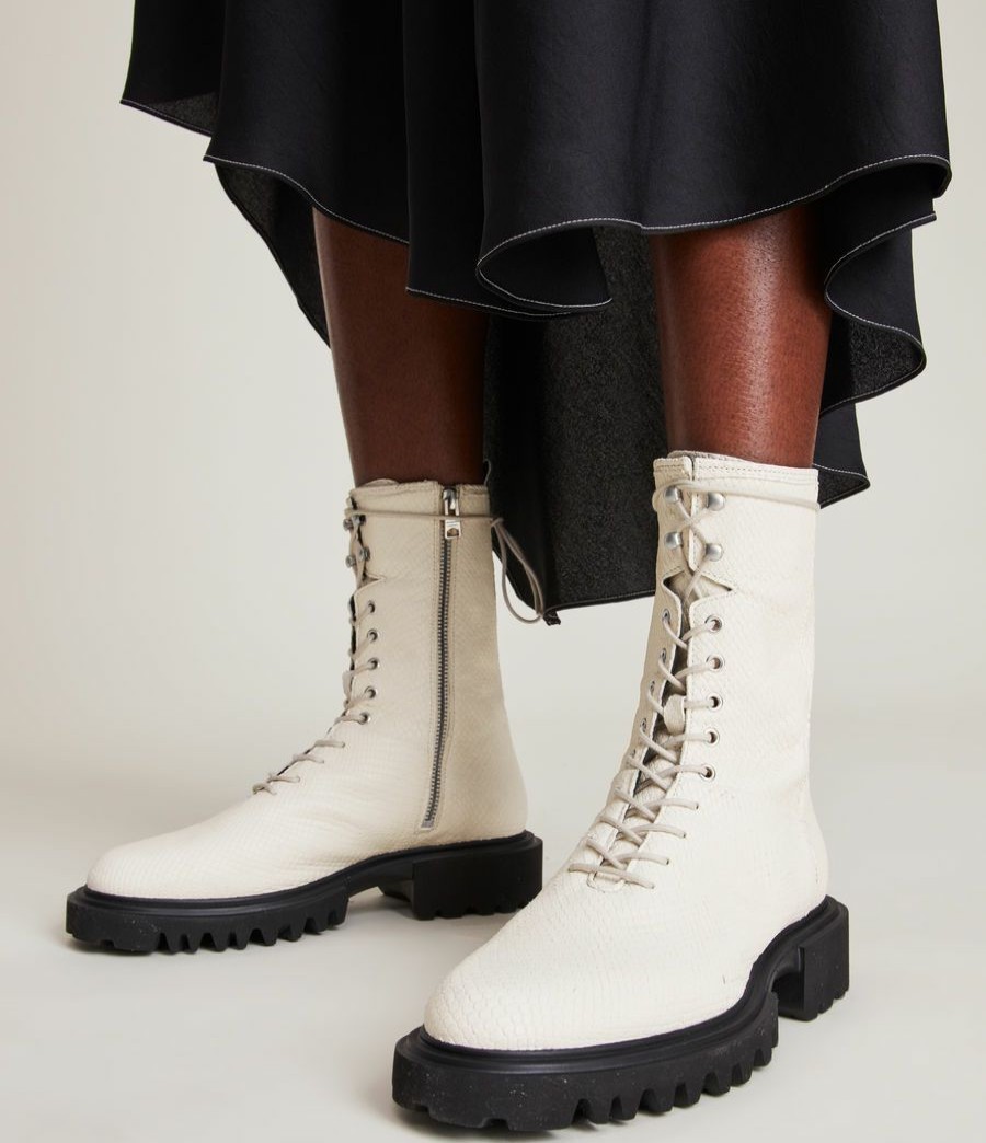 Women'S * | Shop Allsaints Maren Leather Snake Boots