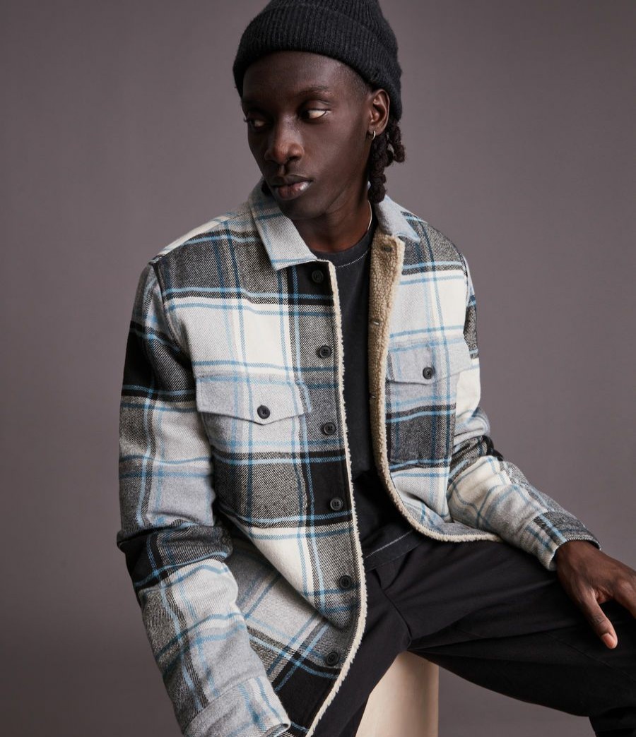 Men'S * | Shop Allsaints Ashtree Sherpa-Lined Check Jacket