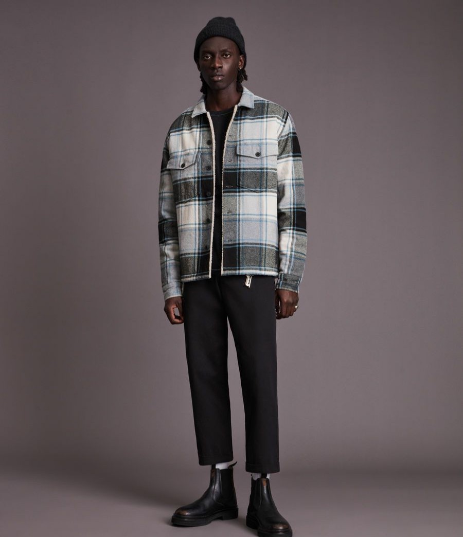 Men'S * | Shop Allsaints Ashtree Sherpa-Lined Check Jacket