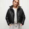 Women'S * | Allsaints Sale Miyla Cropped Leather Bomber Jacket