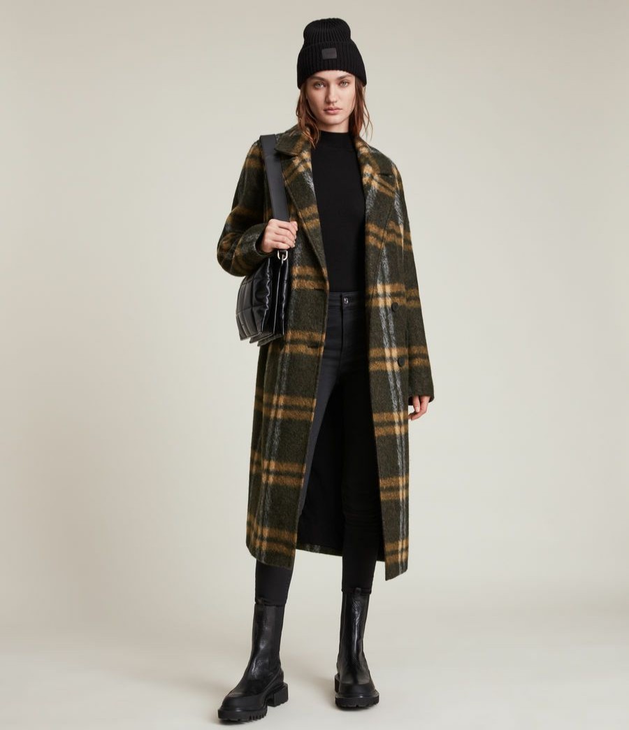 Women'S * | Allsaints Sale Ensley Wool Blend Check Coat