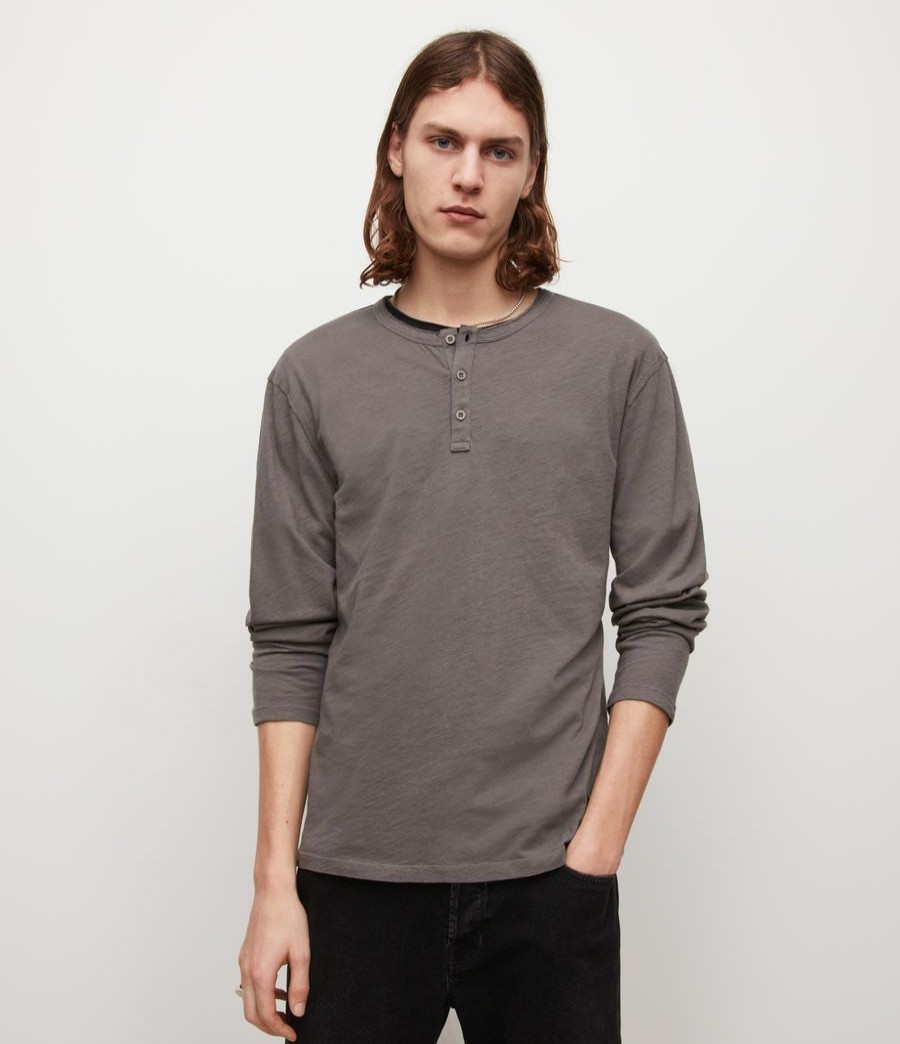 Men'S * | Shop Allsaints Figure Long Sleeve Henley