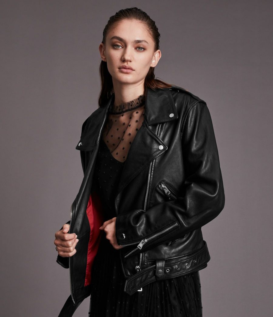 Women'S * | Allsaints Sale Luna Estae Leather Biker Jacket