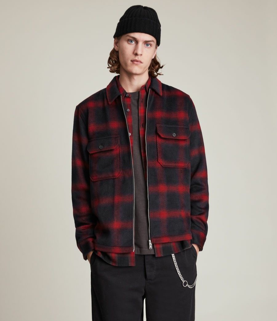 Men'S * | Shop Allsaints Juneau Wool Blend Check Jacket