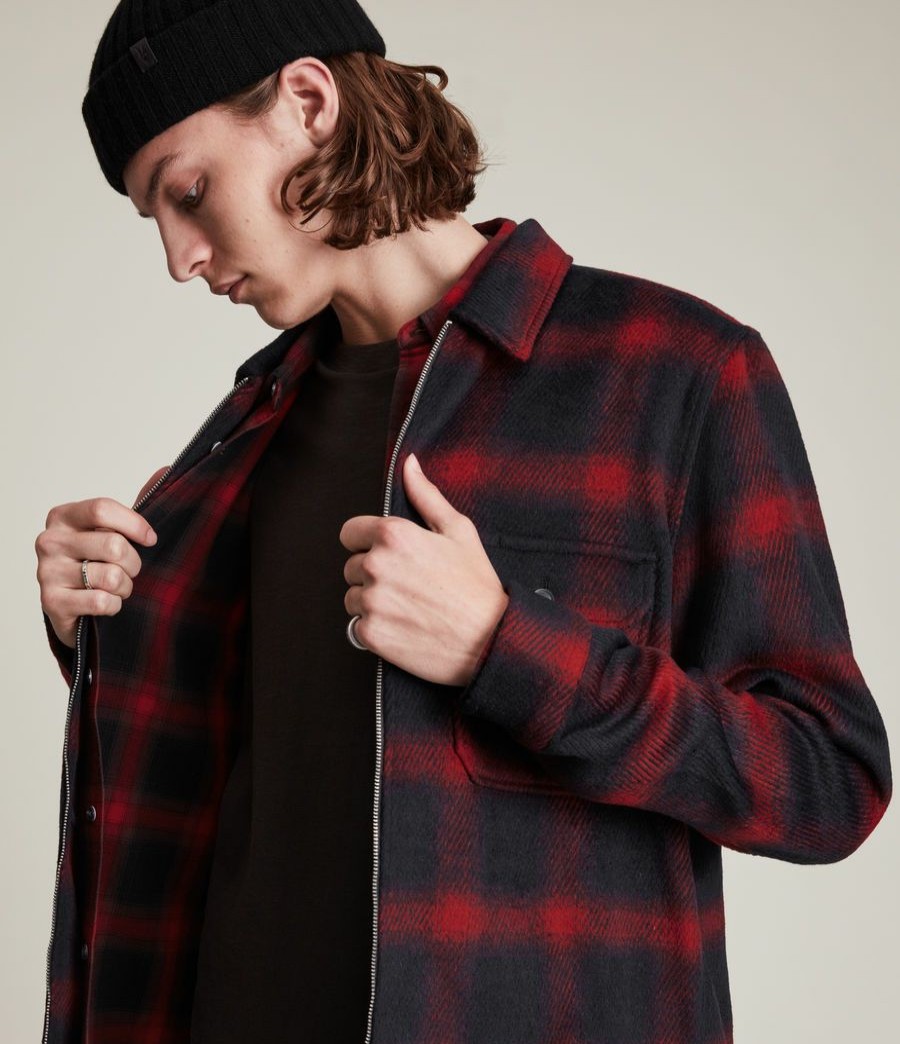 Men'S * | Shop Allsaints Juneau Wool Blend Check Jacket