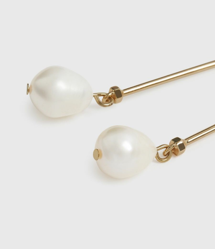 Women'S * | Shop Allsaints Pearldrop Gold-Tone Fresh Water Pearl Drop Earrings