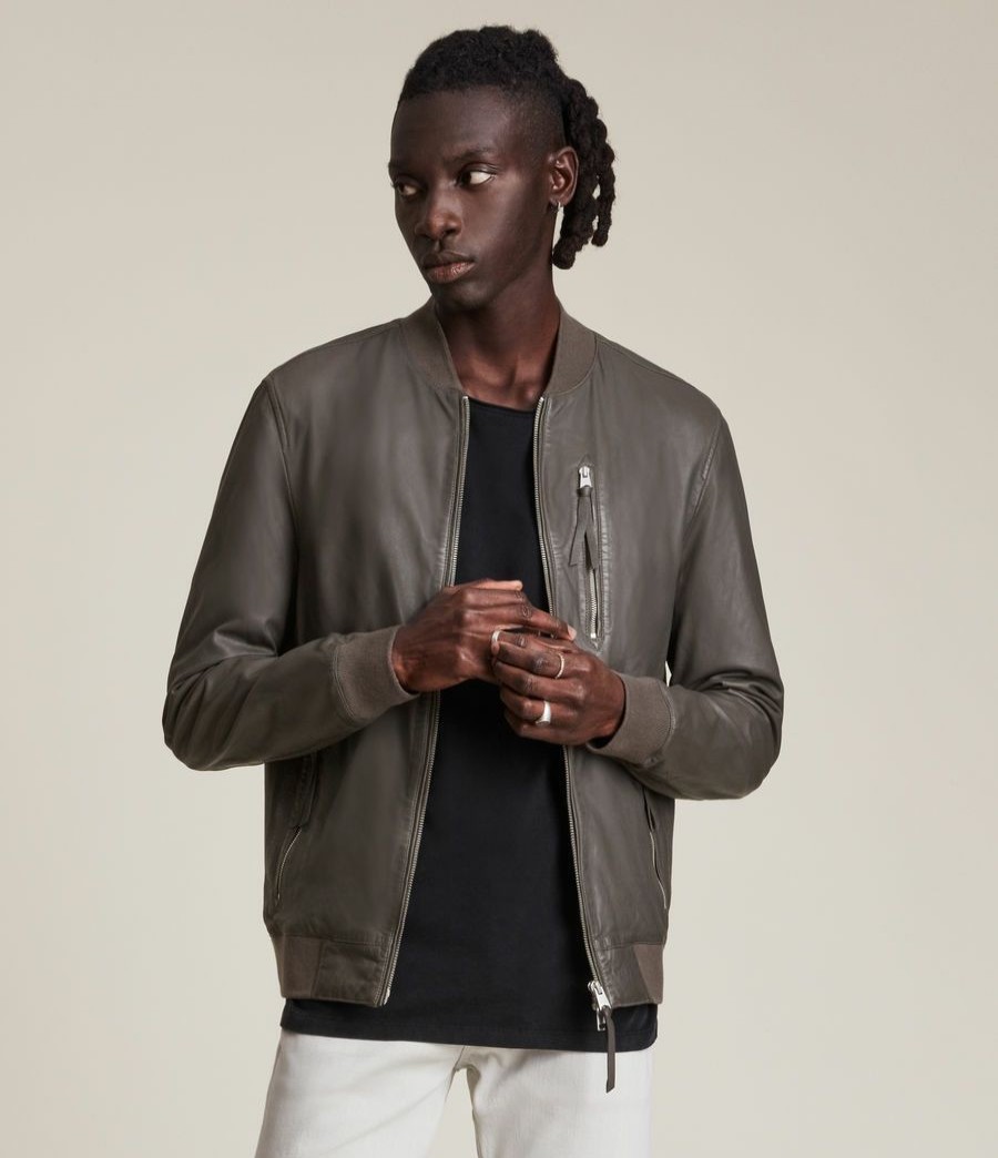 Men'S * | Shop Allsaints Boyton Leather Bomber Jacket