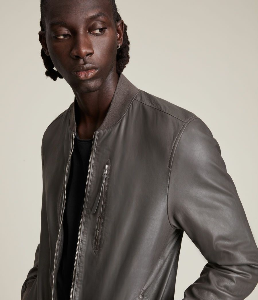 Men'S * | Shop Allsaints Boyton Leather Bomber Jacket