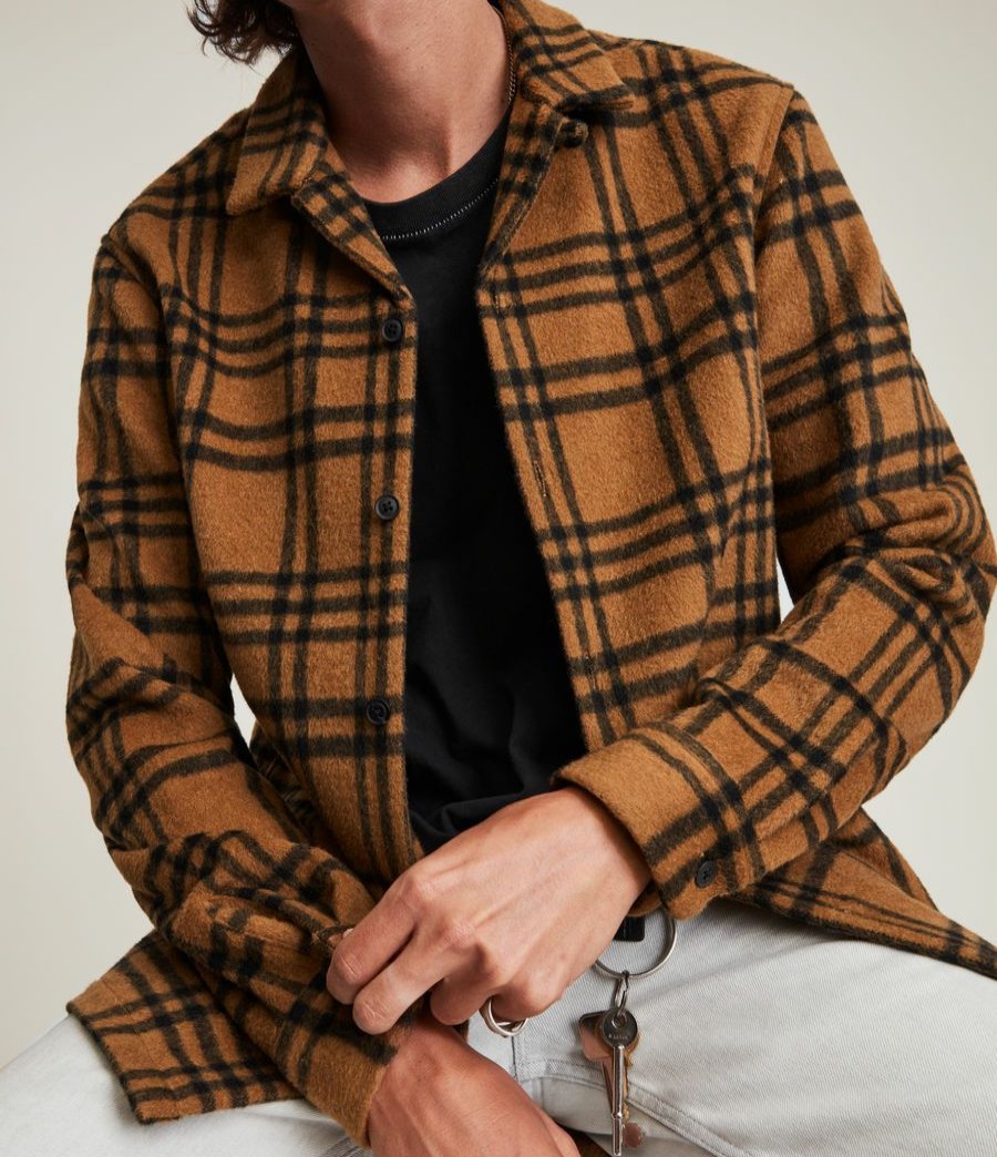 Men'S * | Shop Allsaints Zenith Wool Blend Check Overshirt