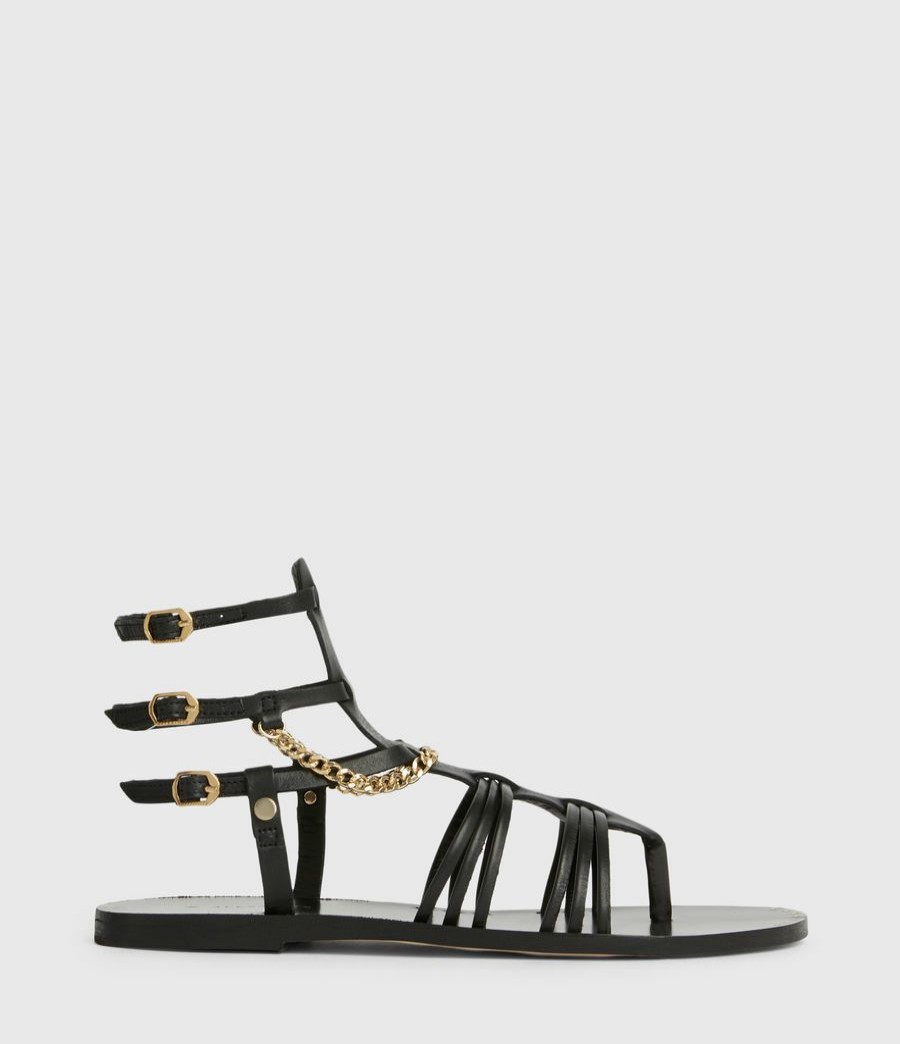 Women'S * | Shop Allsaints Gelda Flat Leather Sandals