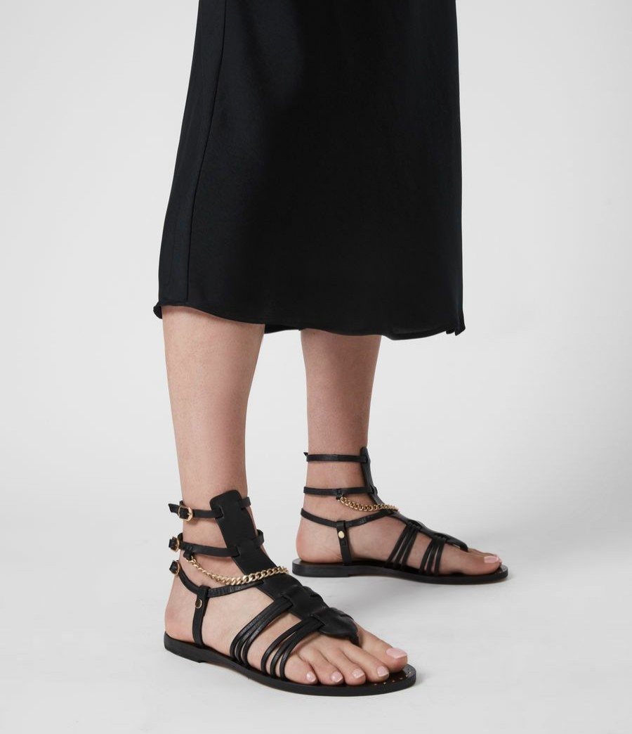 Women'S * | Shop Allsaints Gelda Flat Leather Sandals