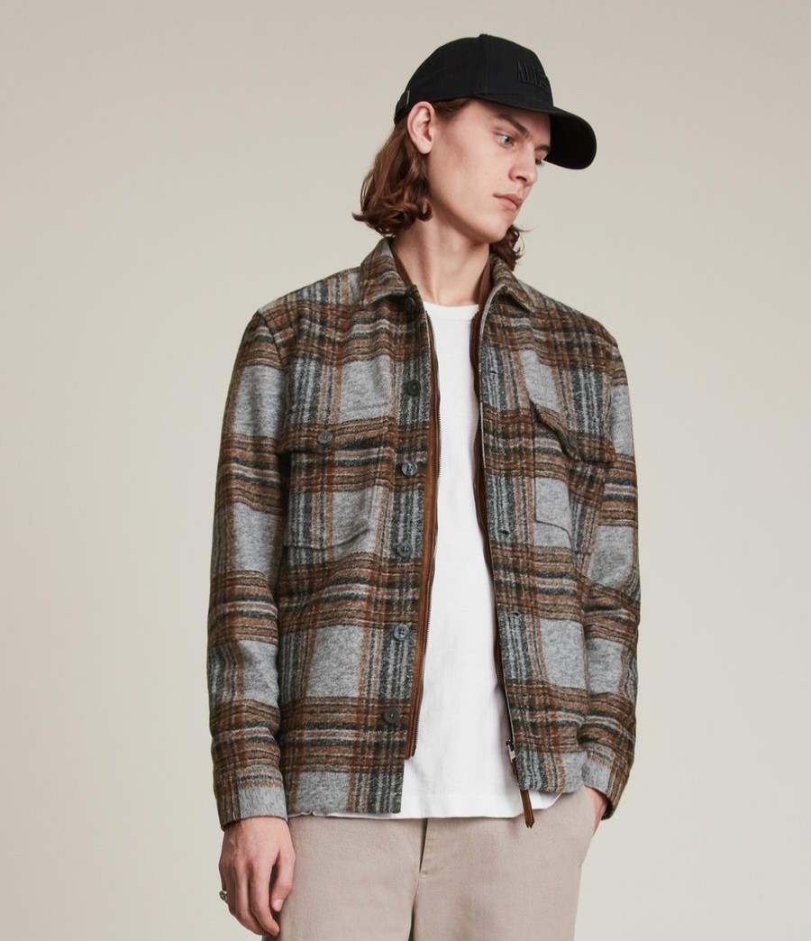 Men'S * | Shop Allsaints Skomo Check Overshirt