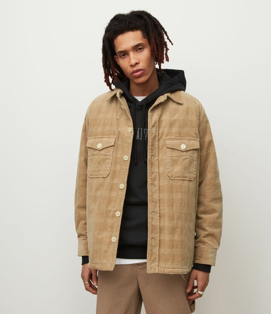 Men'S * | Shop Allsaints Ashi Sherpa Lined Corduroy Overshirt