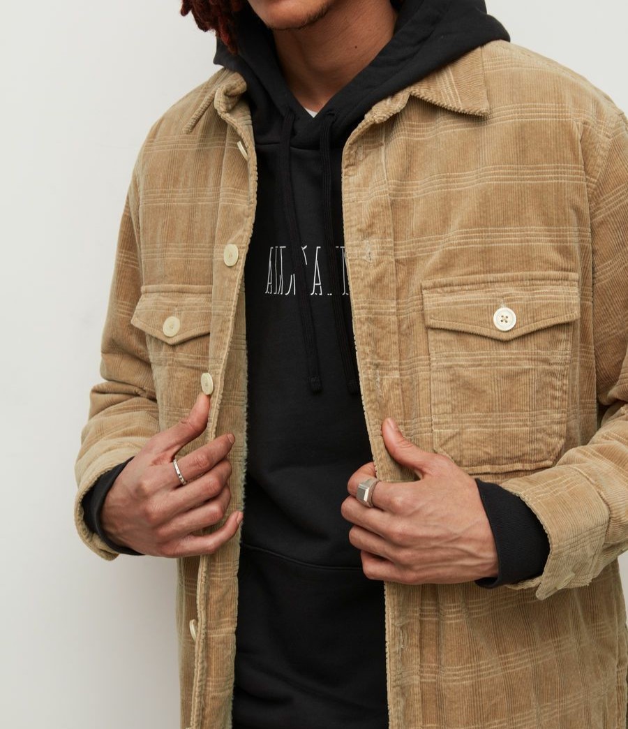 Men'S * | Shop Allsaints Ashi Sherpa Lined Corduroy Overshirt