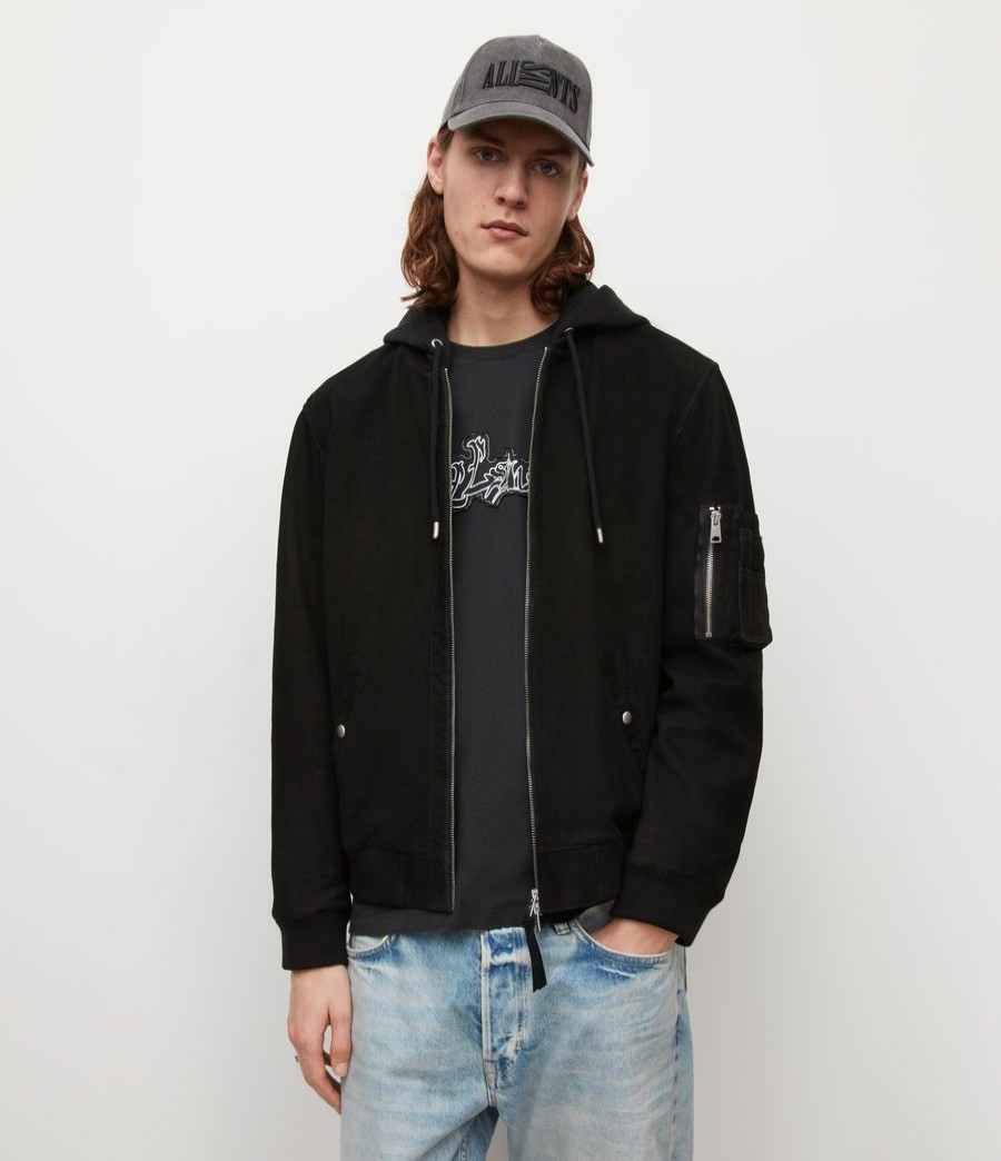 Men'S * | Shop Allsaints Izaka Leather Bomber Jacket