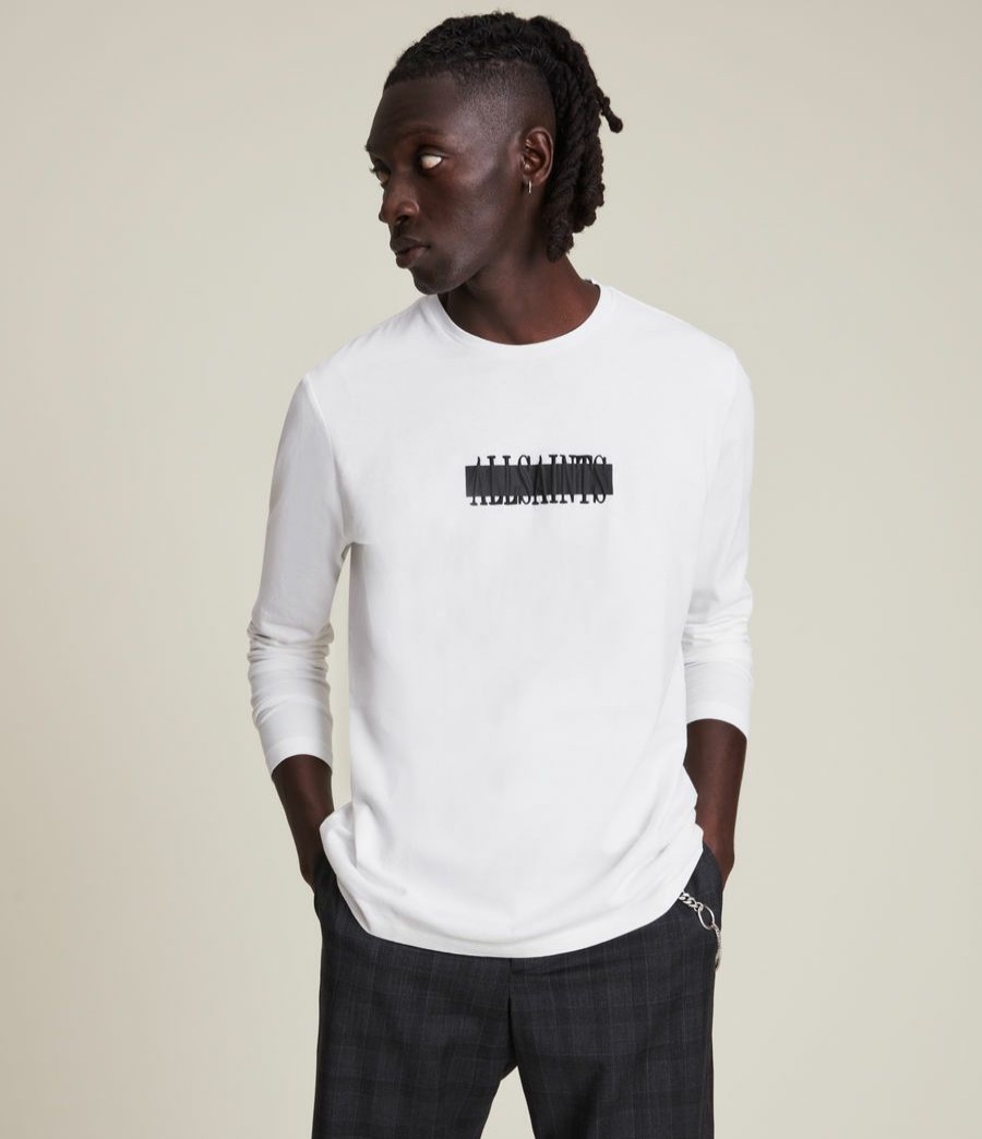 Men'S * | Shop Allsaints Stamp Laminate Long Sleeve Crew T-Shirt