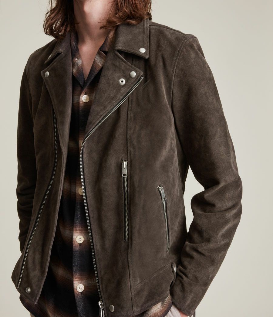 Men'S * | Shop Allsaints Neko Suede Biker Jacket