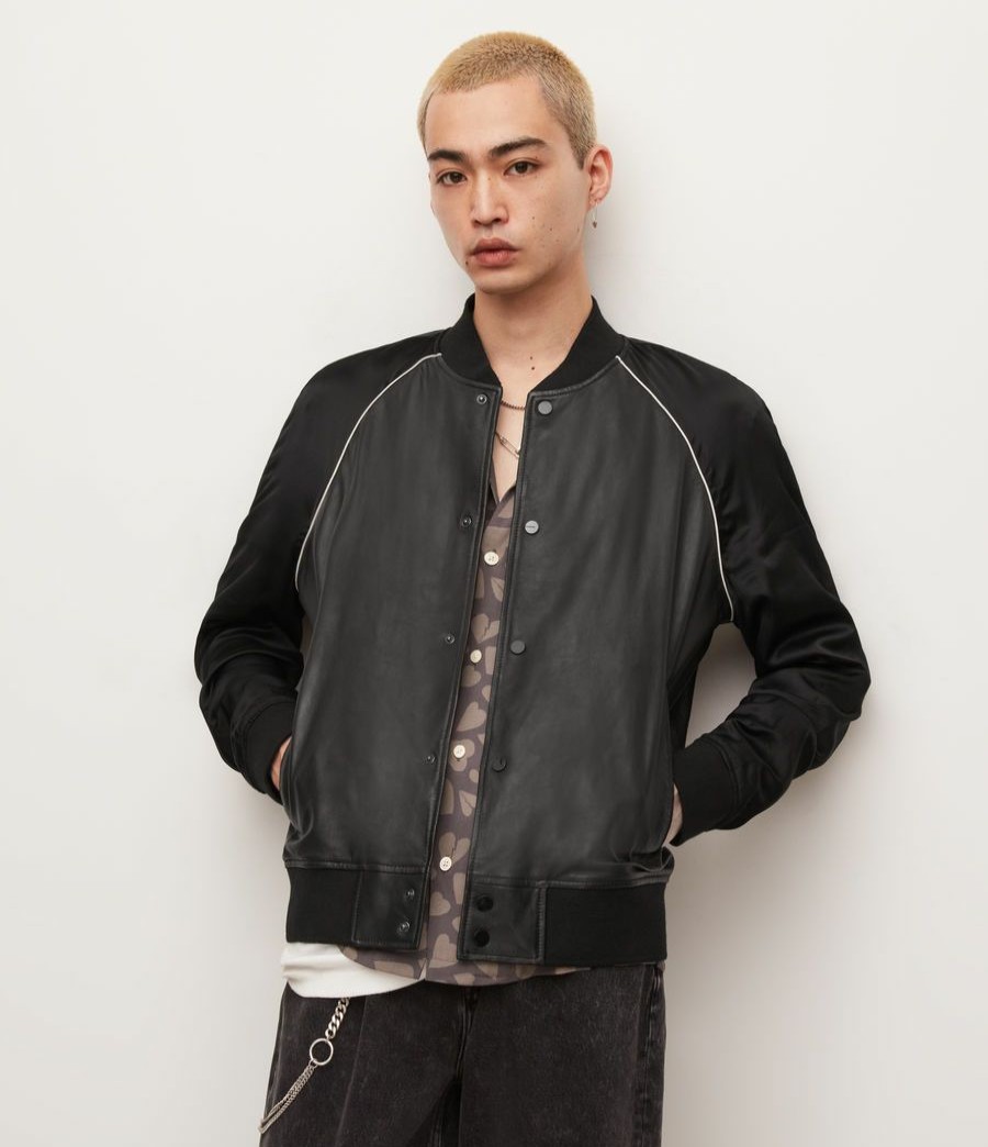 Men'S * | Shop Allsaints Beau Leather Bomber Jacket