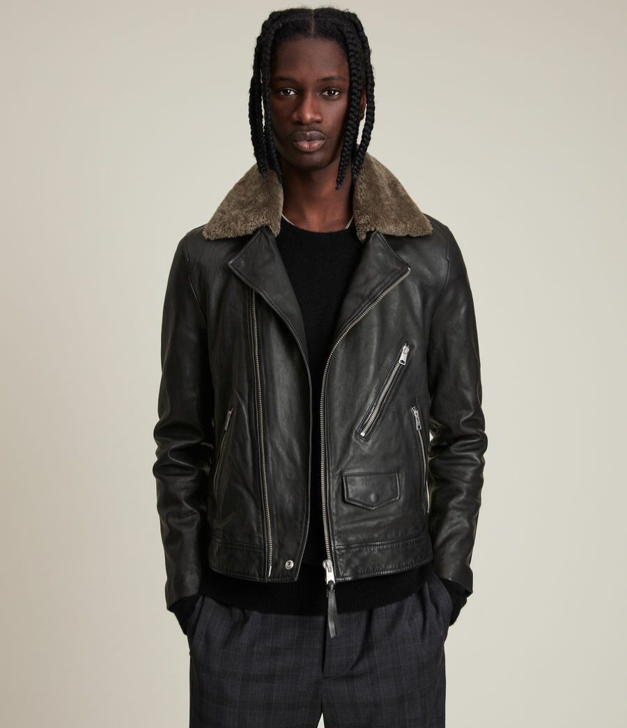 Men'S * | Shop Allsaints Baltic Leather Biker Jacket