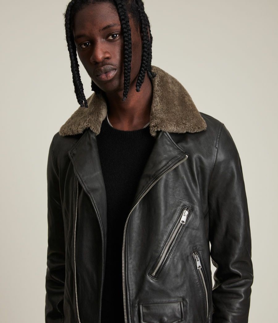 Men'S * | Shop Allsaints Baltic Leather Biker Jacket