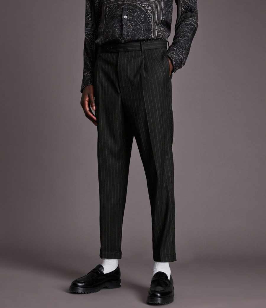 Men'S * | Shop Allsaints Dabin Slim Cropped Pinstripe Trousers