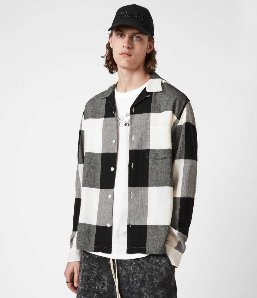 Men'S * | Shop Allsaints Lausanne Cotton-Linen Check Shirt