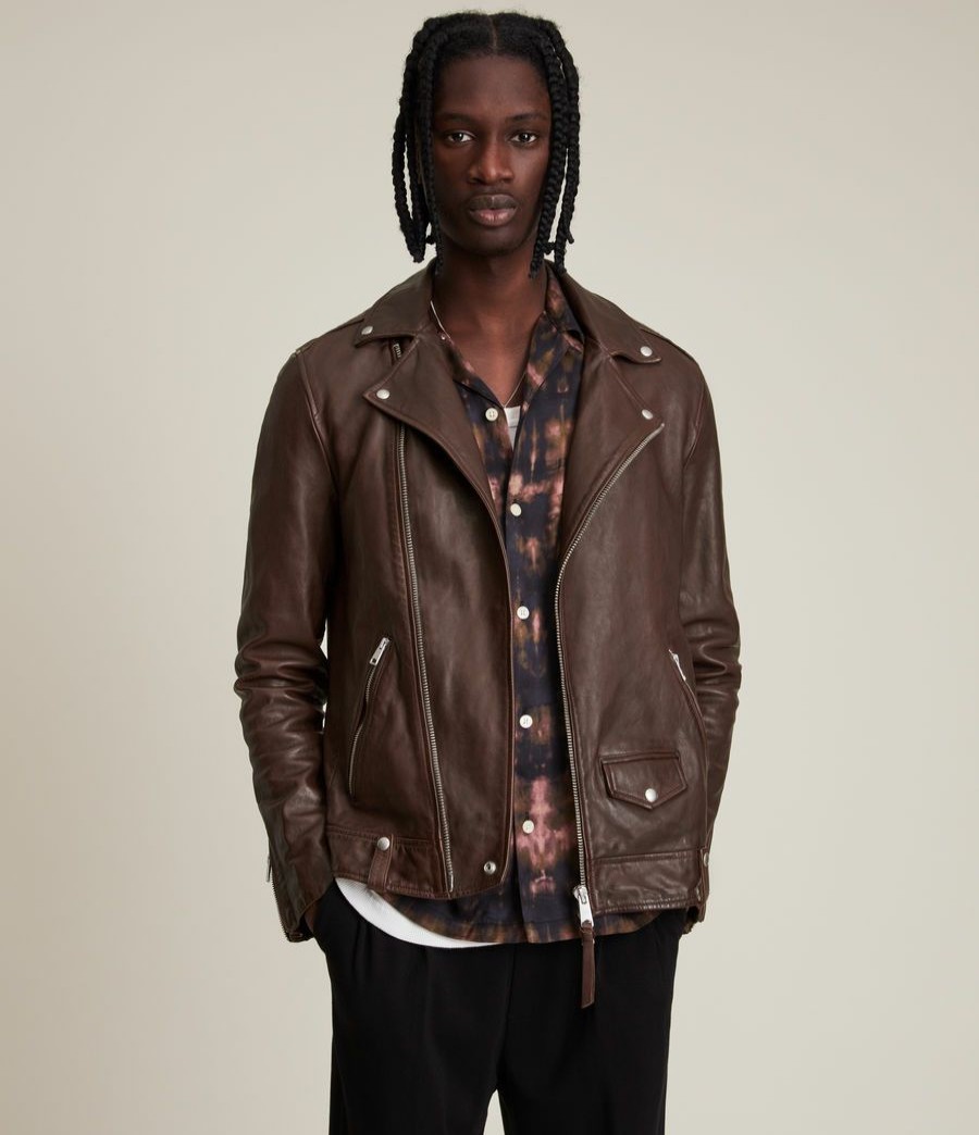 Men'S * | Shop Allsaints Axis Leather Biker Jacket