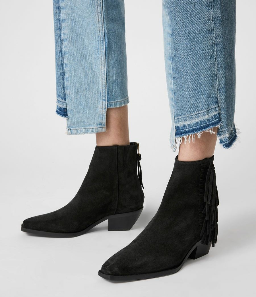 Women'S * | Shop Allsaints Layla Suede Fringe Boots