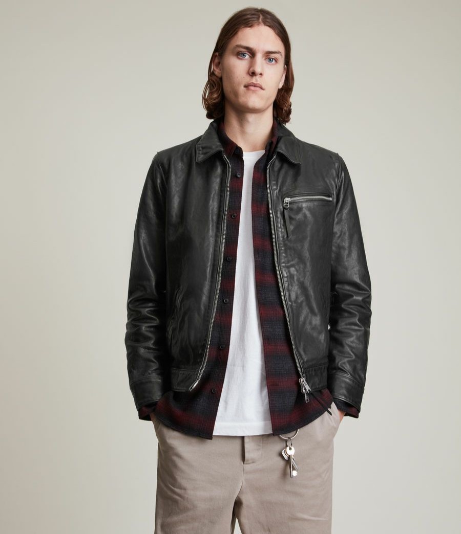 Men'S * | Shop Allsaints Stanley Leather Jacket