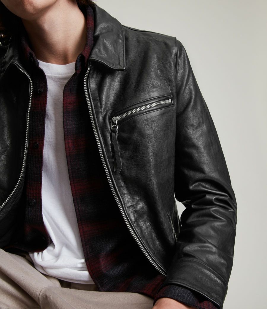 Men'S * | Shop Allsaints Stanley Leather Jacket