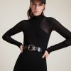 Women'S * | Shop Allsaints Madison Leather Crocodile Belt