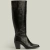 Women'S * | Shop Allsaints Cohen Leather Knee High Boots