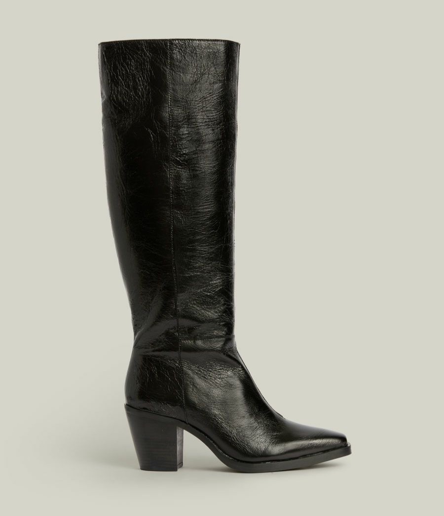 Women'S * | Shop Allsaints Cohen Leather Knee High Boots