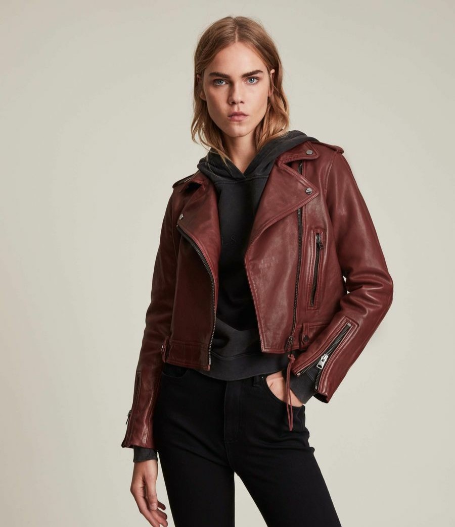 Women'S * | Allsaints Sale Ayra Leather Biker Jacket