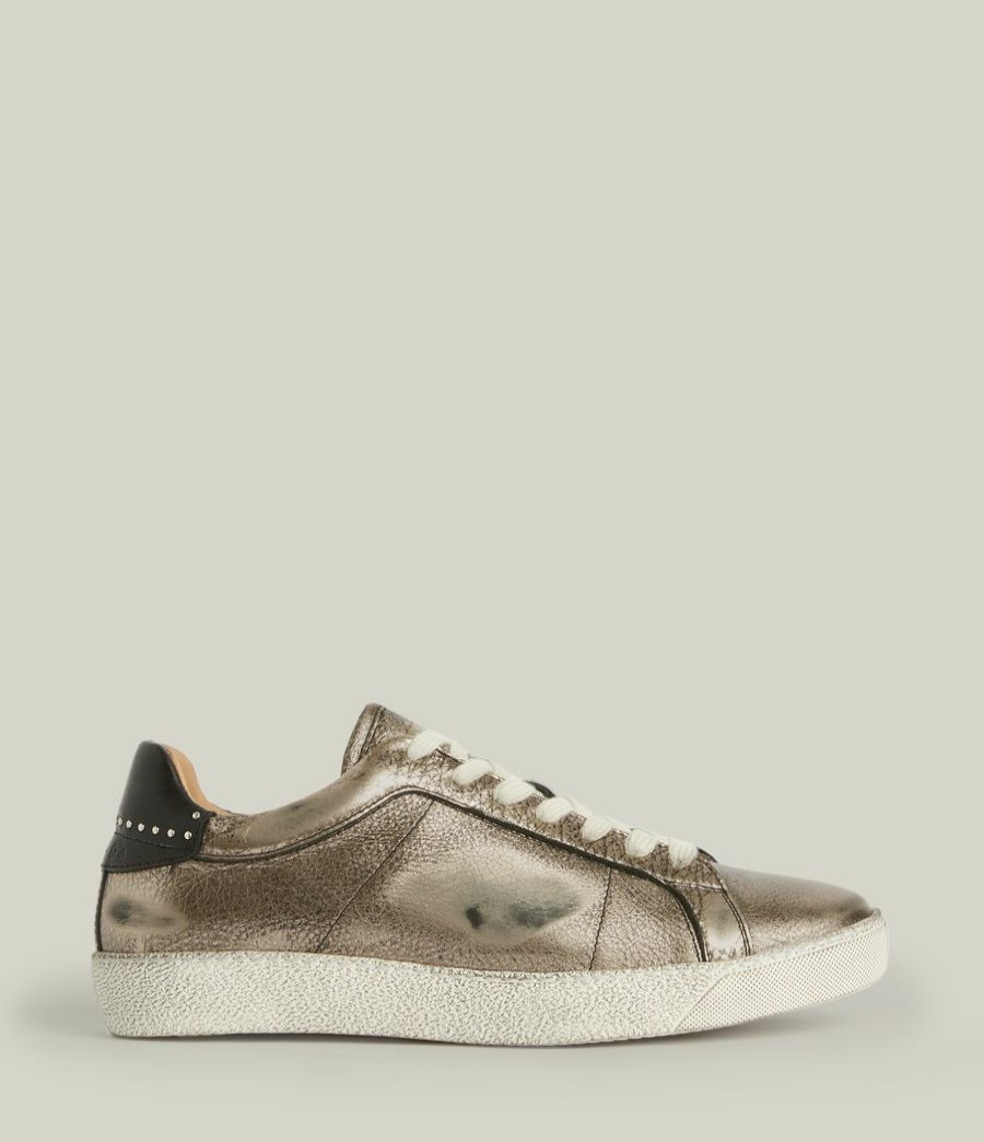 Women'S * | Shop Allsaints Sheer Studded Leather Trainers