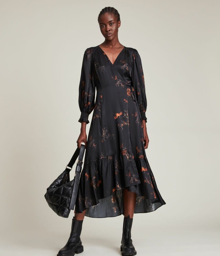 Women'S * | Allsaints Sale Adelaide Aurora Silk Blend Dress