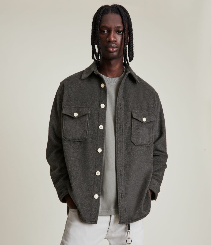 Men'S * | Shop Allsaints Dillingham Wool Blend Overshirt