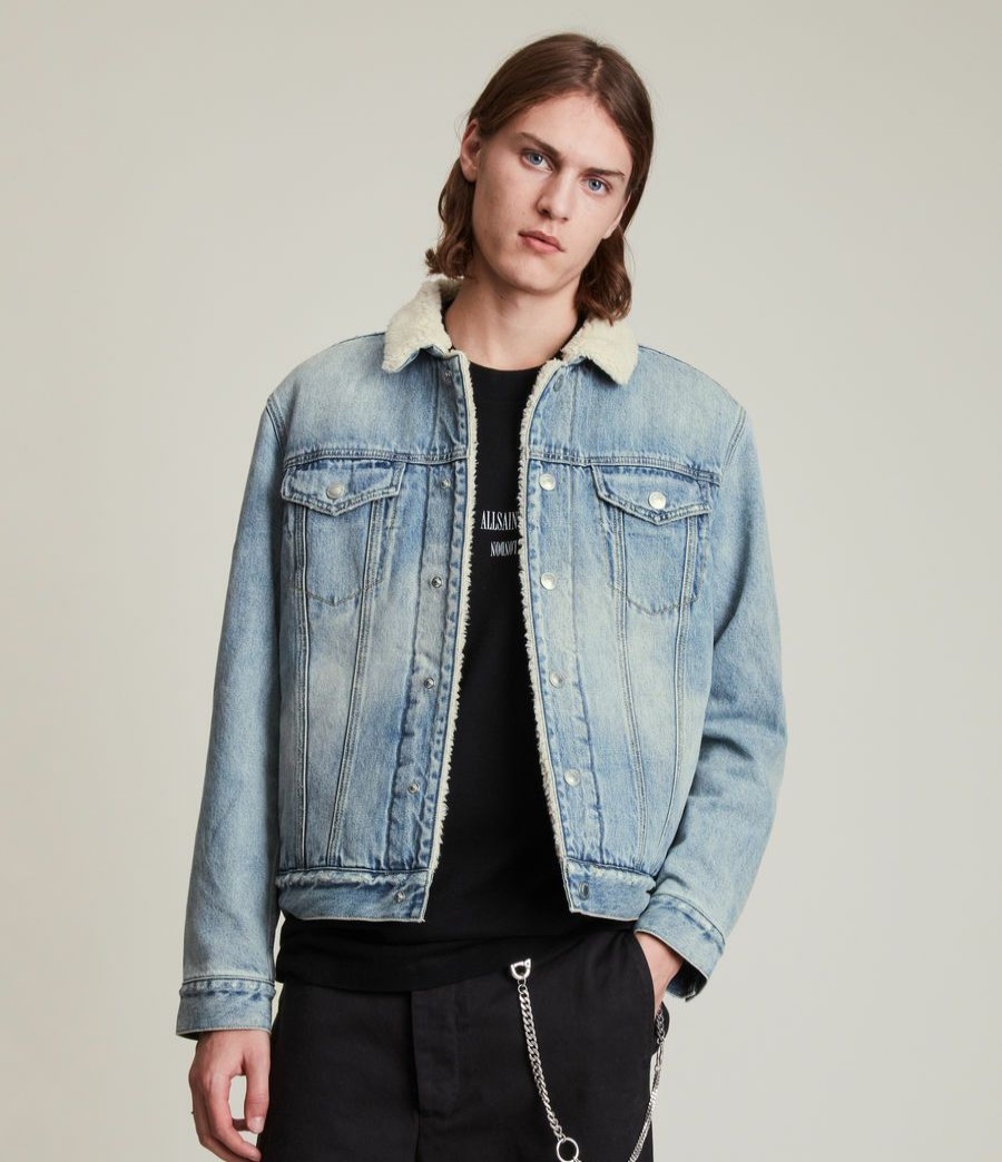 Men'S * | Shop Allsaints Ilkley Sherpa-Lined Denim Jacket