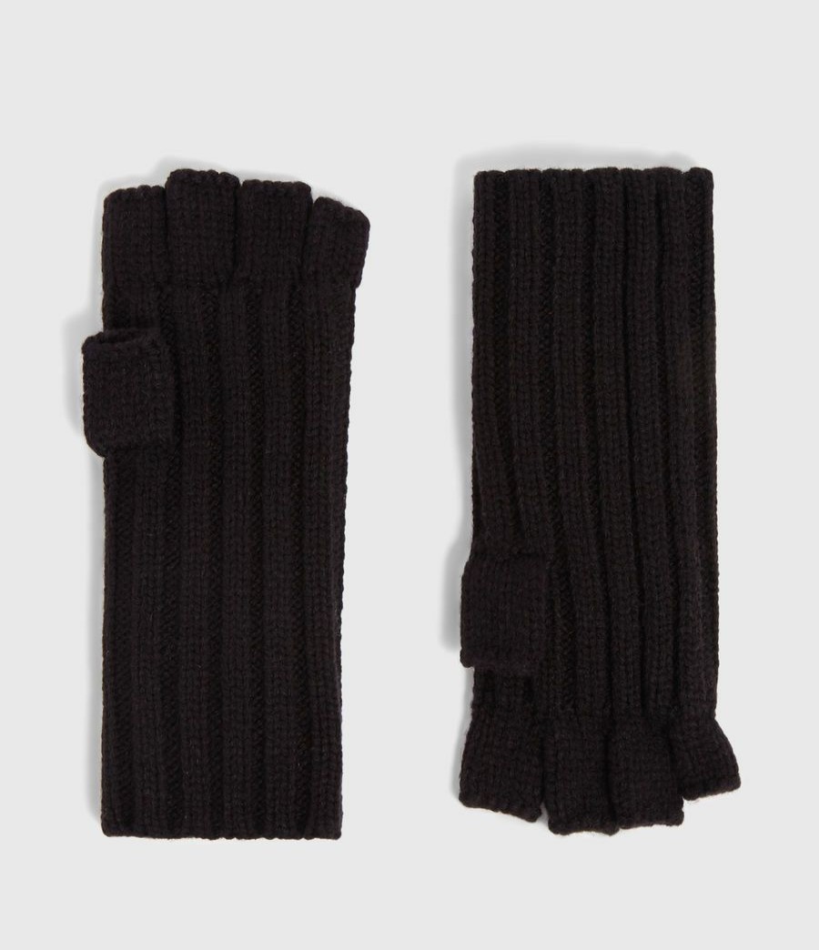 Men'S * | Shop Allsaints Ribbed Cut Off Finger Wool Blend Gloves