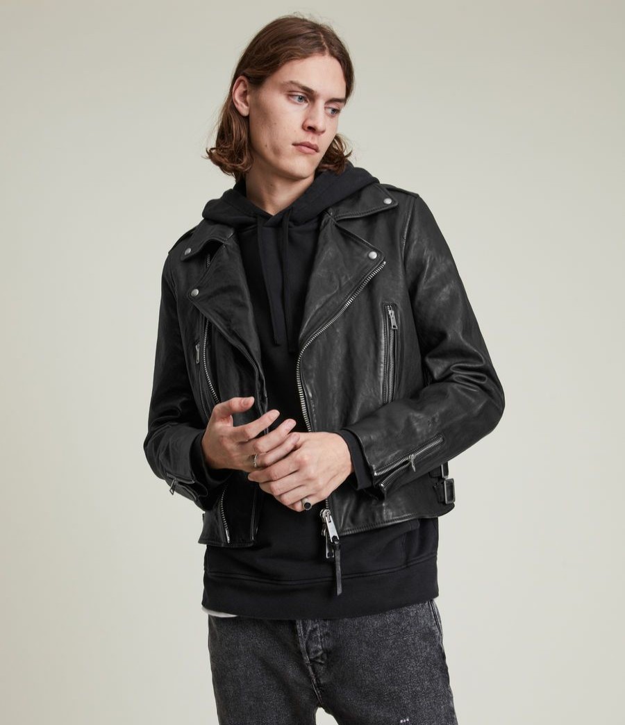 Men'S * | Shop Allsaints Tavis Leather Biker Jacket