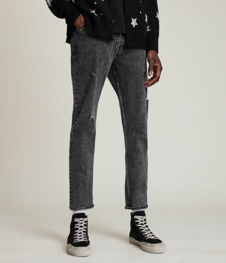 Men'S * | Shop Allsaints Dean Cropped Slim Damaged Jeans