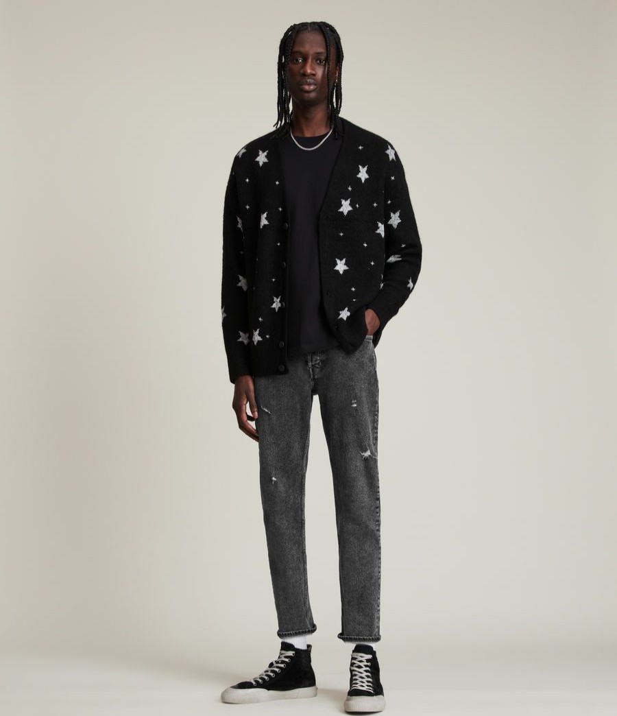 Men'S * | Shop Allsaints Dean Cropped Slim Damaged Jeans