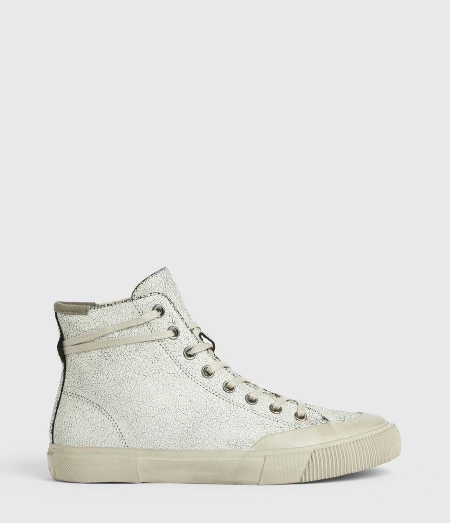 Men'S * | Shop Allsaints Dumont Crackle High Top Leather Sneakers