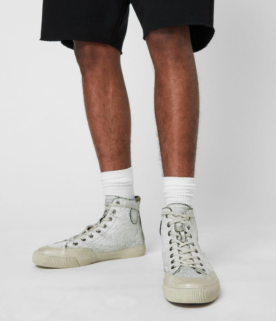 Men'S * | Shop Allsaints Dumont Crackle High Top Leather Sneakers