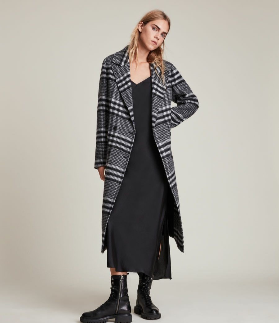 Women'S * | Allsaints Sale Ensley Wool Blend Check Coat