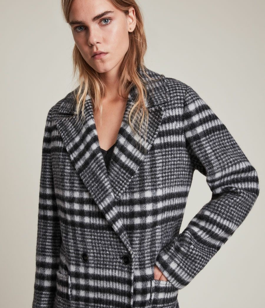 Women'S * | Allsaints Sale Ensley Wool Blend Check Coat