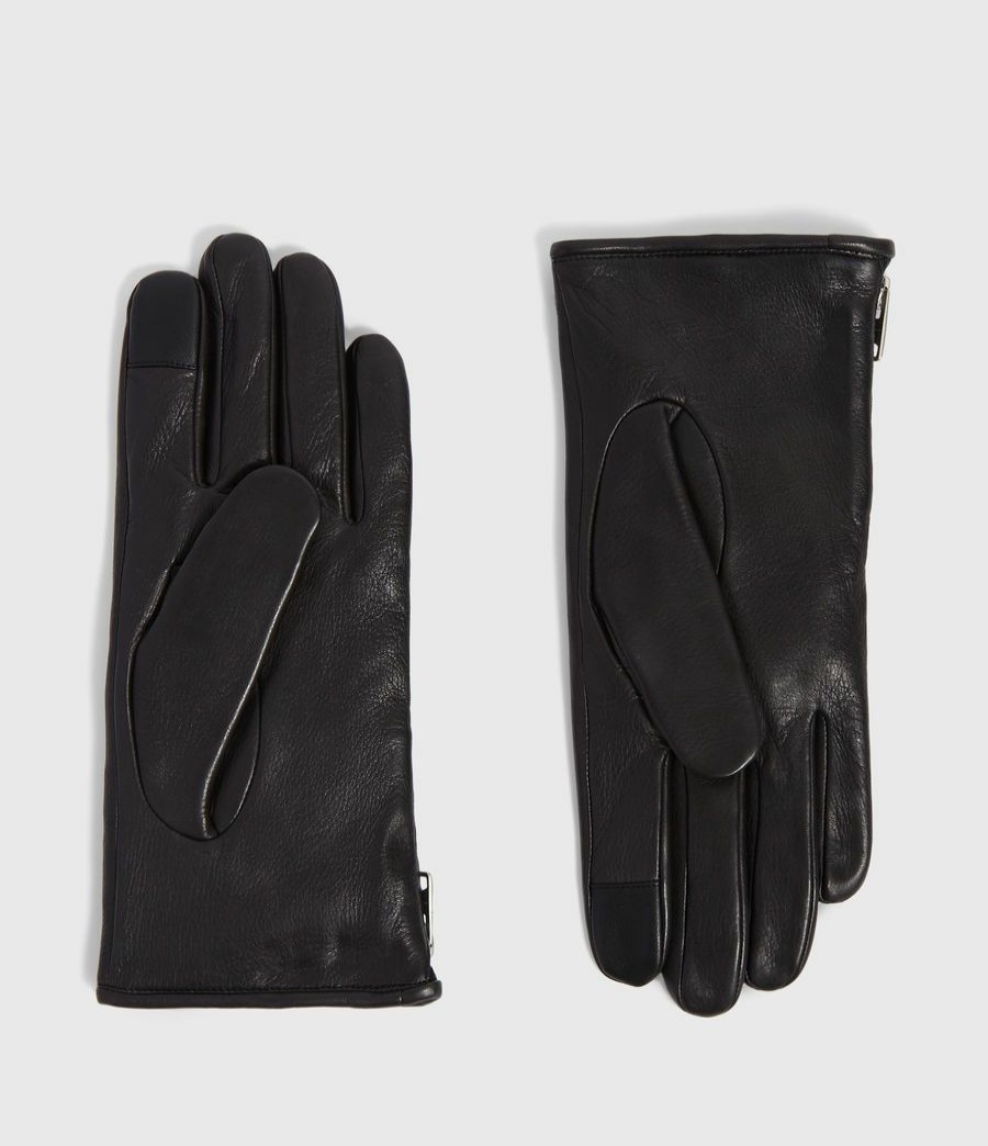 Men'S * | Shop Allsaints Zipper Leather Gloves